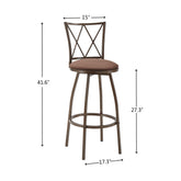Set of 2 Industrial Bar Stools with Footrest, Brown
